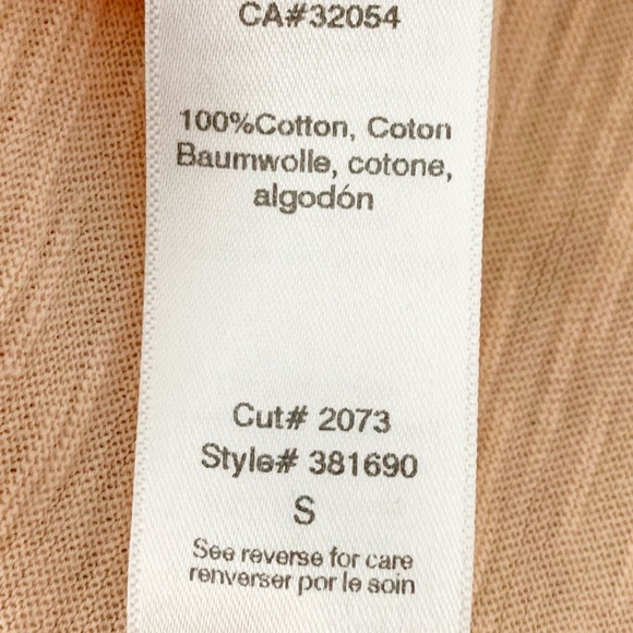 Left of Center Babydoll Sleeveless Rounded V-Neck Cotton Tunic Length Top Peach - Picture 8 of 8